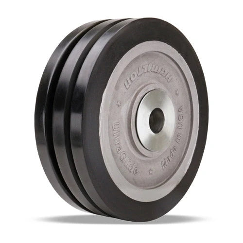 Hamilton Triple-Wheel Caster - UltraGlide 70D Polyurethane Flat Tread, 10" Dia x 3" W, 5900 lbs Load Capacity, 1-1/4" Precision Ball Bearing, 3 1/2" Hub - Heavy Duty Hamilton