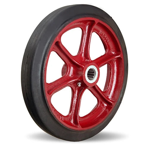 Hamilton W-1220-R-1 Mold-on Rubber on Cast Iron Wheel - 12” Diameter, 2" Wide, 2 3/4" Hub Length with 1" Straight Roller Bearing - High Performance for Industrial Applications Hamilton