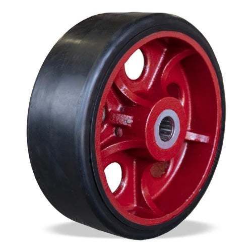 Hamilton W-1450-R-1-1/2 Mold-on Rubber Wheel on Cast Iron - 14” Diameter, 5” Width, 1 1/2" Straight Roller Bearing - Heavy-Duty Industrial Use Hamilton