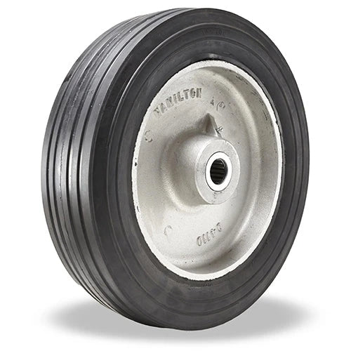 Hamilton Super-Flex Rubber (60A) on Aluminum Wheel, 16-inch Diameter, 4-inch Width, 1200 lbs Load Capacity, 4 1/4-inch Hub, 1-inch Straight Roller Bearing Hamilton