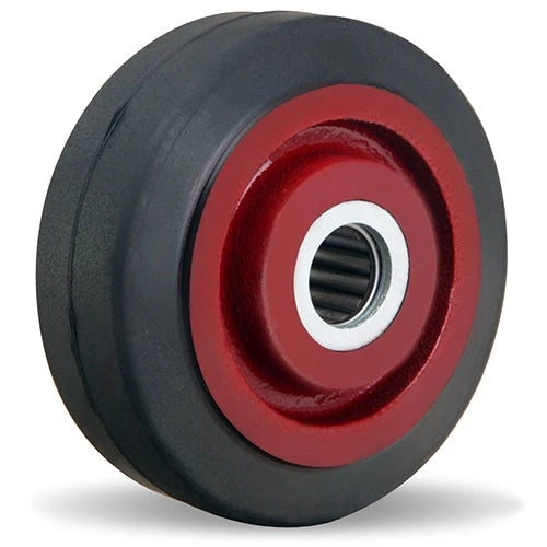 Hamilton W-415-R-5/8 Mold-on Rubber (70A) Wheel - 4" Diam x 1 1/2" Wide on Cast Iron with 5/8" Roller Bearing for Industrial Use Hamilton