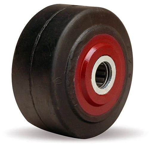 Hamilton W-420-R-1/2 Mold-on Rubber on Cast Iron Wheel - 4" Dia x 2" W with 1/2" Straight Roller Bearing for Industrial Use Hamilton