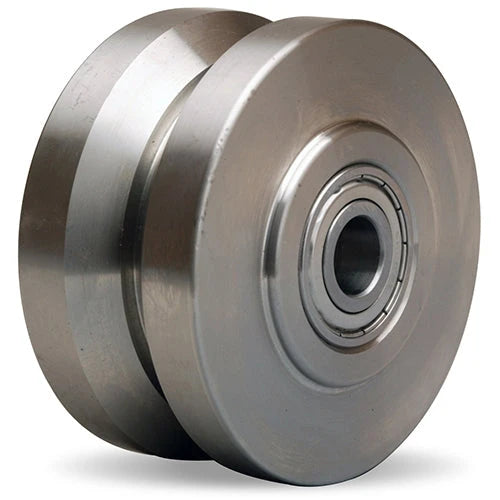 “Hamilton Stainless Steel V-Groove Wheel 4” Diameter - 800 lbs Load Capacity - W-420-SV-3/4 - 2" Face x 2 1/4" Hub Length with 3/4" Plain Bore Hamilton