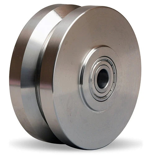 Hamilton Stainless Steel V-Groove Wheel 5" x 2" W-520-HSVB-1/2 - High Heat, Precision Ball Bearing for Industrial Use Hamilton