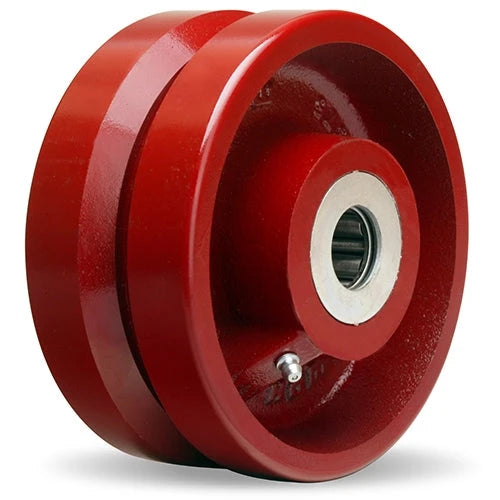 Hamilton 6" Diameter V-Grooved Metal Wheel - 1000 lbs Load Capacity, 2" Face, 2 1/4" Hub Length with 1" Straight Roller Bearing Hamilton