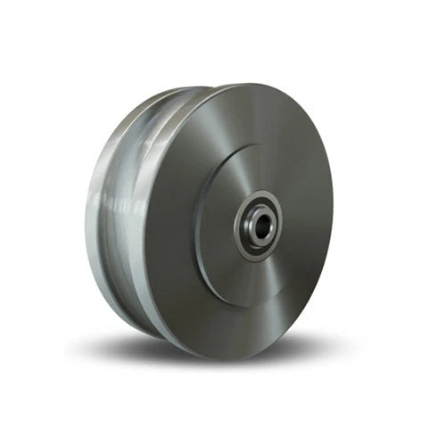 Hamilton U-Grooved 1045 Steel Wheel W-620-131-FUB-1/2 - 6” Diameter, 2" Face, 2 1/4" Hub Length, 1/2" Precision Ball Bearing for 1 5/16" Track Diameter - Ideal for Industrial Applications Hamilton