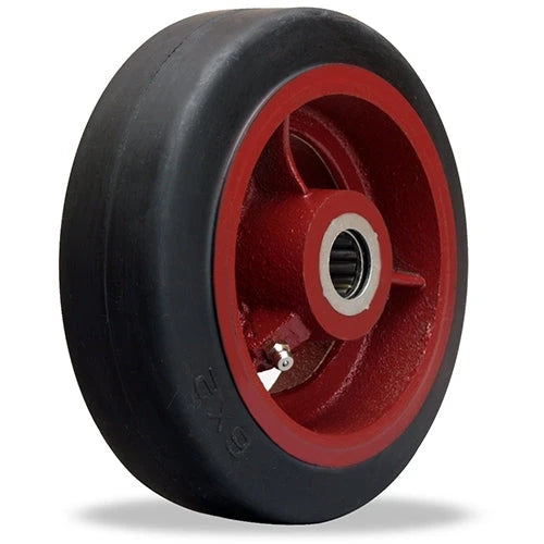 Hamilton W-620-R-1/2 Mold-on Rubber on Cast Iron Wheel - 6" Diameter, 2" Width, 1/2" Bearing for Industrial Use Hamilton