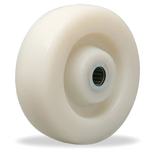 Hamilton White Nylon Wheel - 6" Diameter, 2" Width, 1000 lbs Capacity, 2 3/16" Hub Length with 5/8" Straight Roller Bearing Hamilton