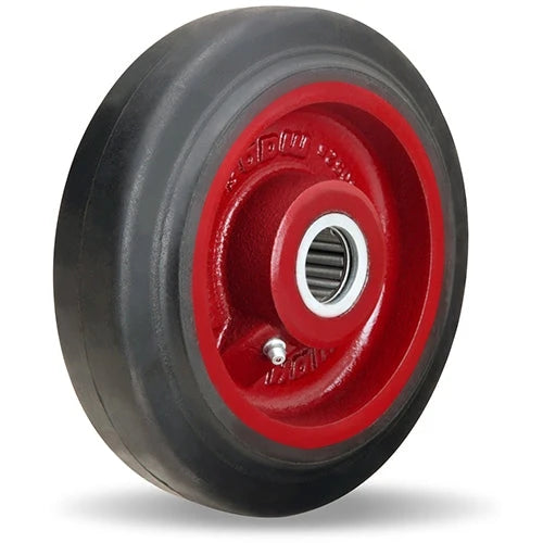 Hamilton W-720-R-1/2 Mold-on Rubber on Cast Iron Wheel - 7” Diameter, 2" Width with 1/2" Straight Roller Bearing for Industrial Mobility Hamilton