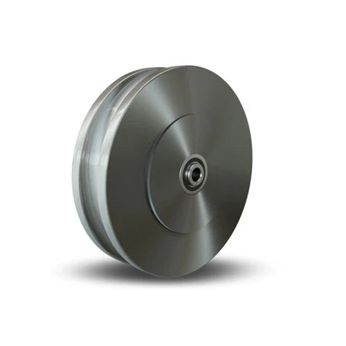 Hamilton U-Grooved 1045 Steel Wheel W-820-075-FUB-1/2 - 8” Diameter, 2" Face, 2 1/2" Hub Length with 1/2" Precision Ball Bearing for 3/4" Track Diameter - High-Performance Industrial Mobility Hamilton