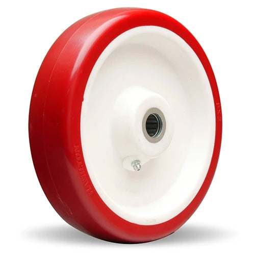 Hamilton 8-Inch Diameter Poly-Tech Polyurethane Wheel, 2-Inch Wide, 2 3/16-Inch Hub Length, 900 lbs Load Capacity, with 5/8-Inch Straight Roller Bearing - W-820-NF-5/8 Hamilton