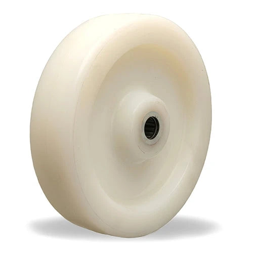 Hamilton 8 Inch Diameter x 2 Inch Wide White Nylon Wheel, 1100 lbs Load Capacity, 2 3/16 Inch Hub Length with 1/2 Inch Straight Roller Bearing Hamilton