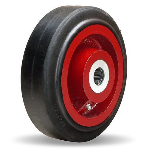 Hamilton W-826-RT-1 Mold-on Rubber Wheel 8x2.5" - Industrial Cast Iron Wheel with 1" Precision Tapered Roller Bearing for Heavy-Duty Use Hamilton