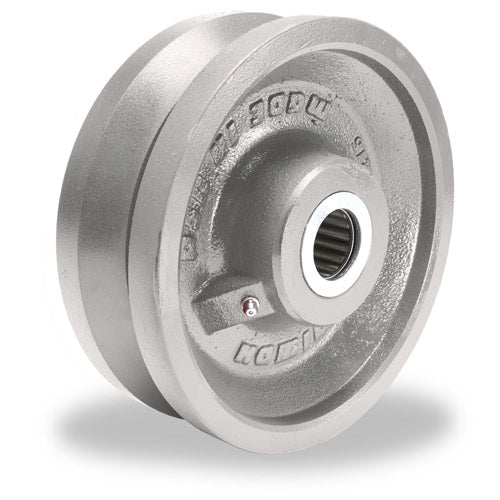 Hamilton V-Grooved Metal Wheel 8" x 2.75" - High Heat 750F Tolerance with Precision Ball Bearing for Industrial Applications - W-828-HVB-1 Hamilton
