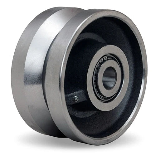 Hamilton 8-Inch V-Grooved Forged Steel Wheel - 6500 lbs Load Capacity, 4-Inch Face, 4.25-Inch Hub Length, 1-1/2-Inch Straight Roller Bearing Hamilton