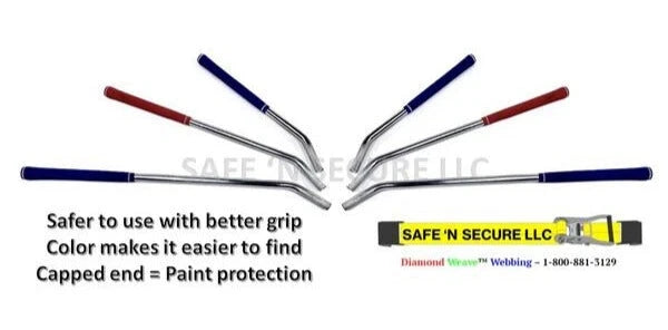 W-TDBAR-34BH - 34" Tie Down Bar | High Strength & Durability | Blue Grip Sleeve, Chrome Finish SAFE 'N SECURE LLC