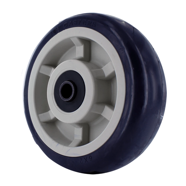 6 Inch x 2 Inch Blue TPU Polyurethane Caster Wheel - 1000 lbs Capacity | QuadX Precision Bearings CasterHQ
