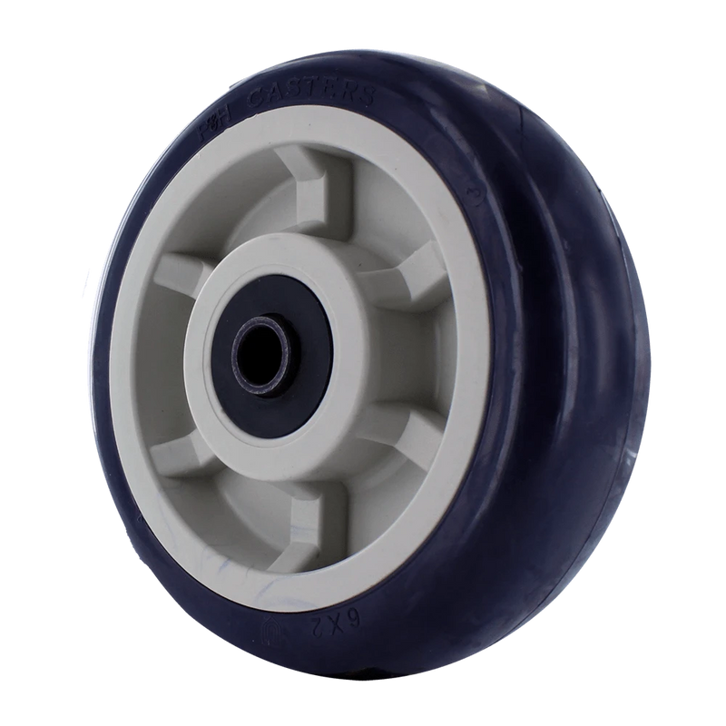 6 Inch x 2 Inch Blue TPU Polyurethane Caster Wheel - 1000 lbs Capacity | QuadX Precision Bearings CasterHQ