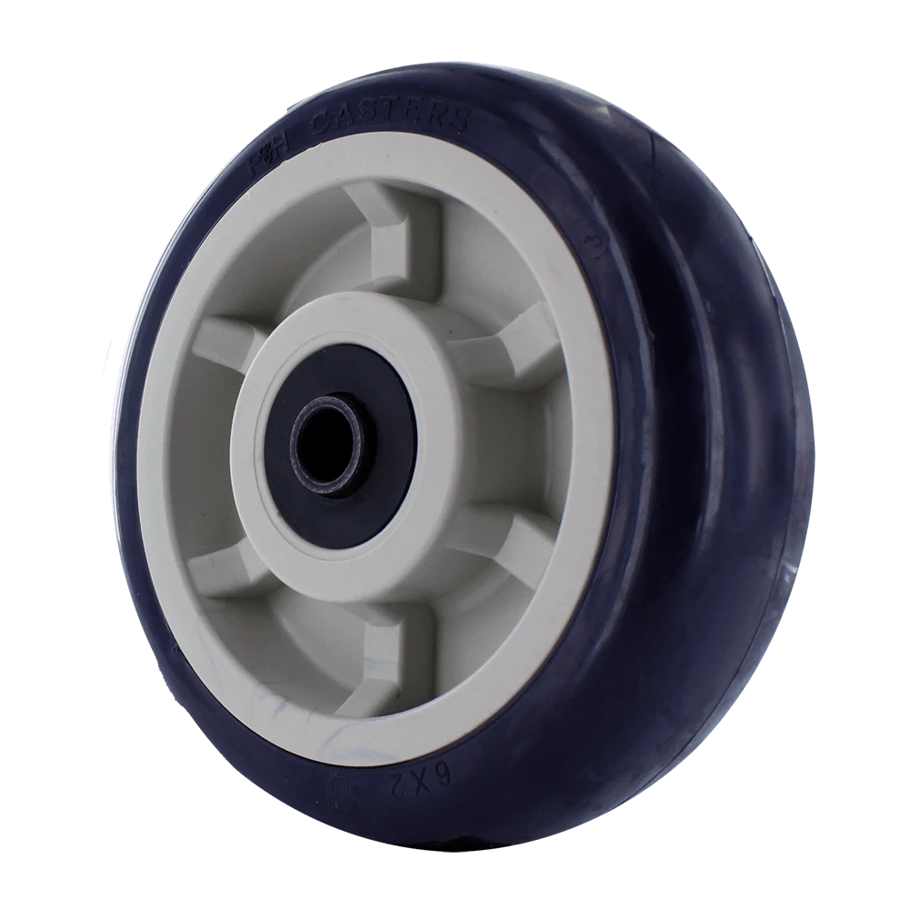6 Inch x 2 Inch Blue TPU Polyurethane Caster Wheel - 1000 lbs Capacity | QuadX Precision Bearings CasterHQ