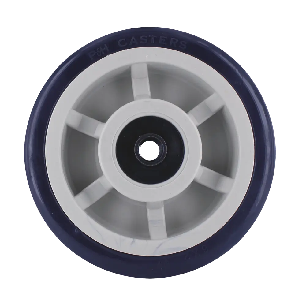 6 Inch x 2 Inch Blue TPU Polyurethane Caster Wheel - 1000 lbs Capacity | QuadX Precision Bearings -  | CasterHQ