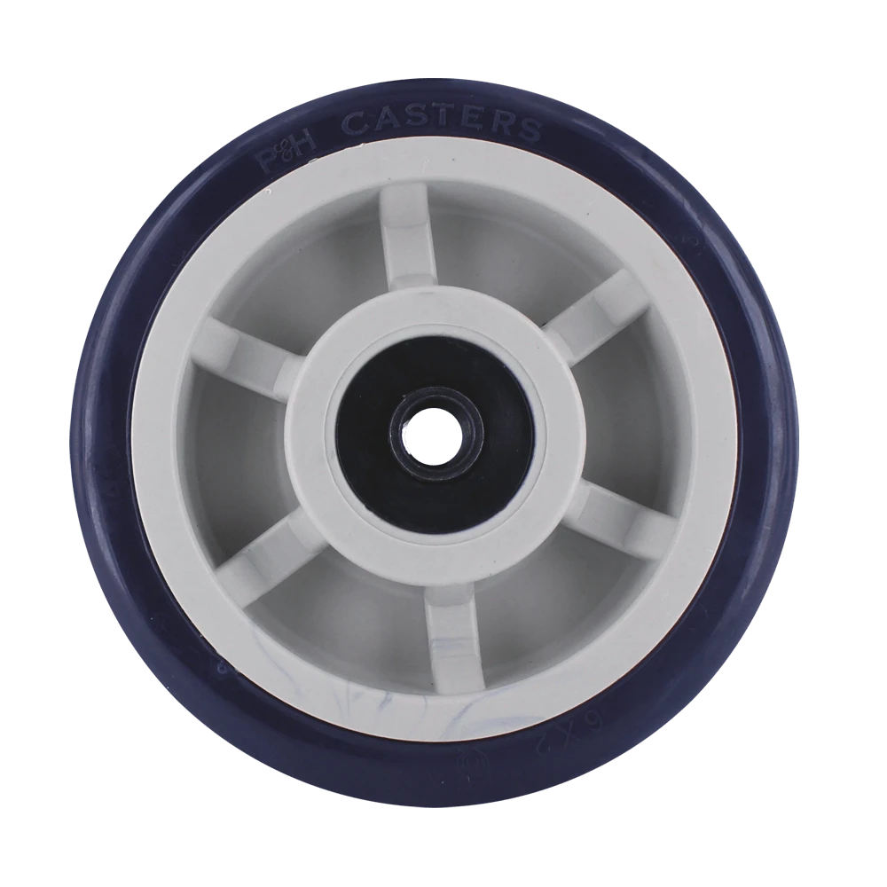 6 Inch x 2 Inch Blue TPU Polyurethane Caster Wheel - 1000 lbs Capacity | QuadX Precision Bearings CasterHQ