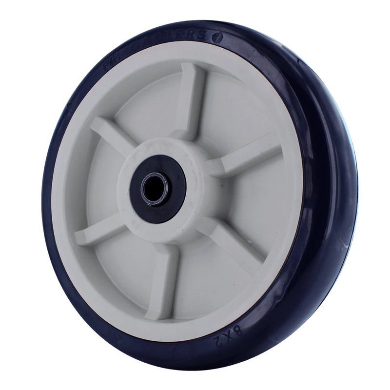 8" x 2" Blue/Tan TPU Crown Tread Polyurethane Caster Wheel with 1/2" Quad X Precision Bearings - 1200 LBS Capacity CasterHQ