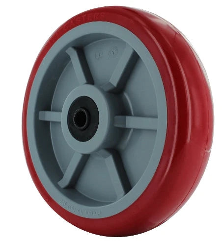 8 X 2 Red on Gray A98 TPU Crown Tread Medium/Heavy Duty Wheel with 1/2 QuadX Dual Precision Bearing - 1,200 lbs capacity PH Casters