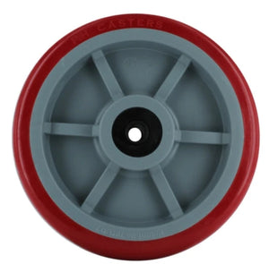 8 X 2 Red on Gray A98 TPU Crown Tread Medium/Heavy Duty Wheel with 1/2 QuadX Dual Precision Bearing - 1,200 lbs capacity PH Casters