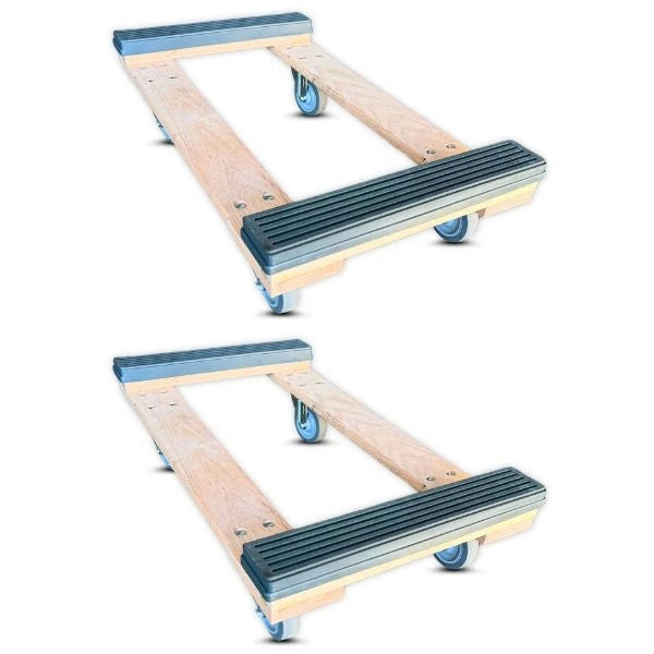 18 Inch x 32 Inch WindyCity Hauler Chicago Style Oak Dolly 2-Pack - 1000 lbs Capacity Each | 4 Inch Thermo Wheels | Non-Marking End Caps | USA-Made CasterHQ