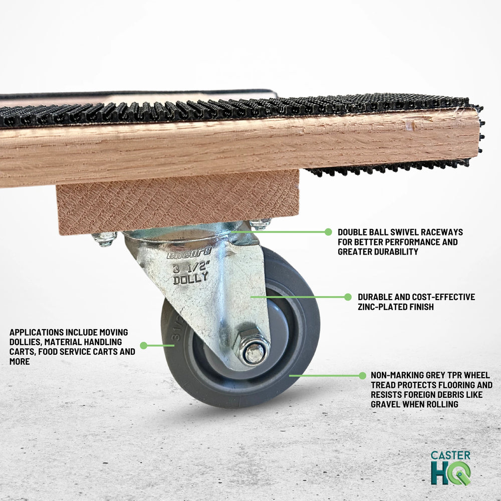 18 Inch x 30 Inch Oak H-Frame Furniture Dolly - 1000 lbs Capacity | 5 Inch Non-Marking Wheels | USA-Made CasterHQ