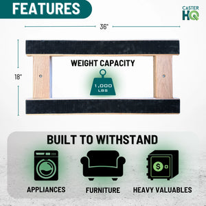18 Inch x 36 Inch Oak H-Frame Furniture Dolly - 900 lbs Capacity | 3 Inch Non-Marking Wheels | USA-Made CasterHQ
