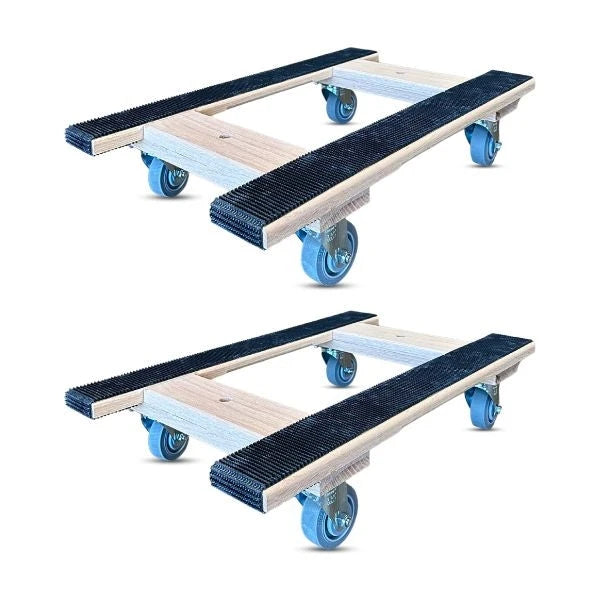 18 Inch x 36 Inch Oak H-Frame Furniture Dolly 2-Pack - 1000 lbs Capacity | 4 Inch Non-Marking Wheels | USA-Made CasterHQ