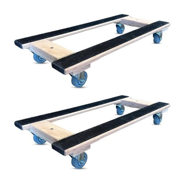 18 Inch x 40 Inch Oak H-Frame Furniture Dolly 2-Pack - 900 lbs Capacity | 3 Inch Non-Marking Wheels | USA-Made CasterHQ