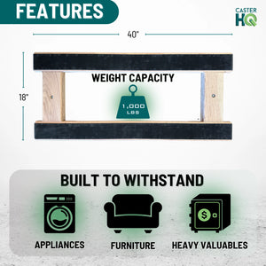 18 Inch x 40 Inch Oak H-Frame Furniture Dolly - 1000 lbs Capacity | 4 Inch Non-Marking Wheels | USA-Made CasterHQ