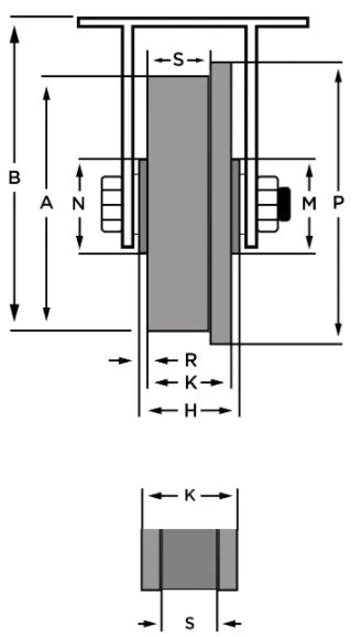Hamilton WFT-9H-1-1/4 Cast Iron Flanged Wheel - 8 7/8" Dia x 2 1/4" Face - 1-1/4" Roller Bearing Hamilton