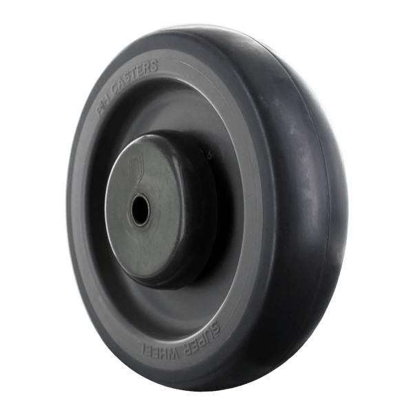 5 Inch Gray Soft Rubber Shopping Cart Wheel - Dual Precision Bearings | Flat Spot Resistant CasterHQ