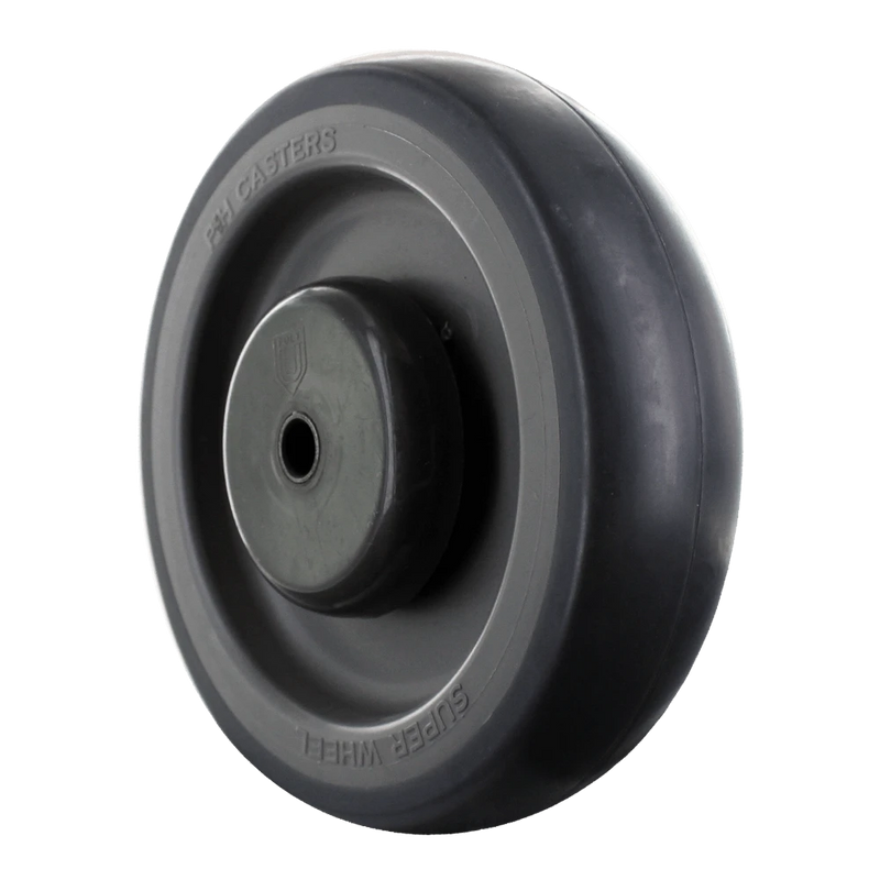 5 Inch Gray Soft Rubber Shopping Cart Wheel - Dual Precision Bearings | Flat Spot Resistant CasterHQ