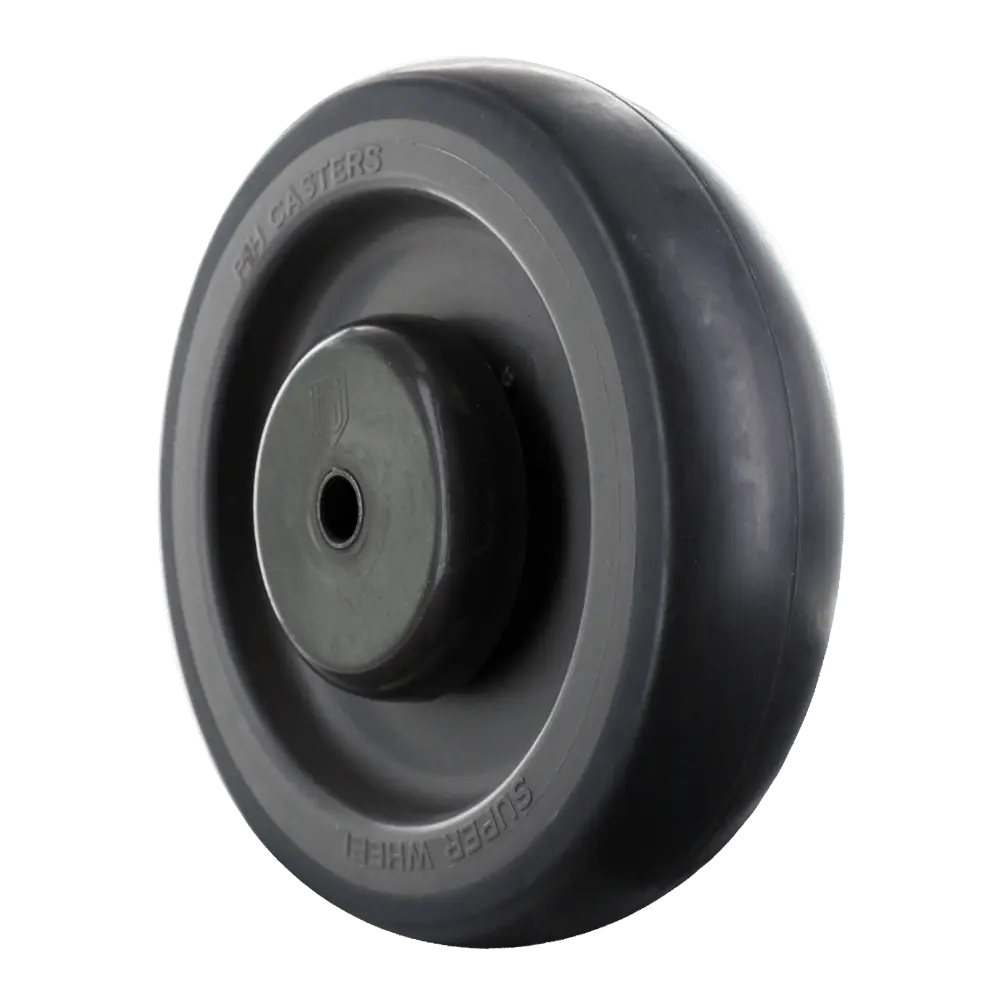 5 Inch Gray Soft Rubber Shopping Cart Wheel - Dual Precision Bearings | Flat Spot Resistant -  | CasterHQ