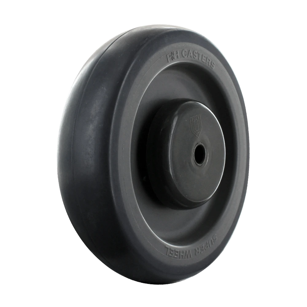 5 Inch Gray Soft Rubber Shopping Cart Wheel - Dual Precision Bearings | Flat Spot Resistant CasterHQ