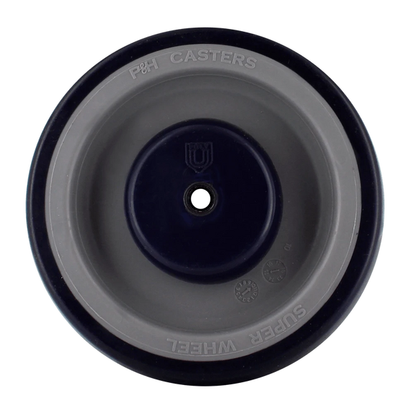 5 Inch Blue on Gray Soft Rubber Shopping Cart Wheel - Dual Precision Bearings | Flat Spot Resistant CasterHQ