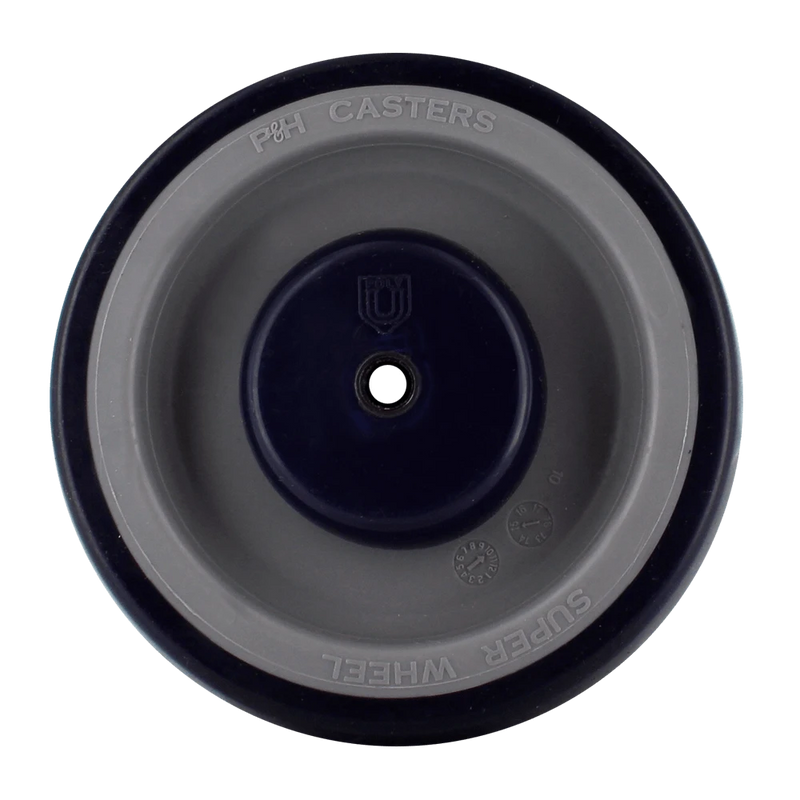 5 Inch Blue on Gray Soft Rubber Shopping Cart Wheel - Dual Precision Bearings | Flat Spot Resistant CasterHQ