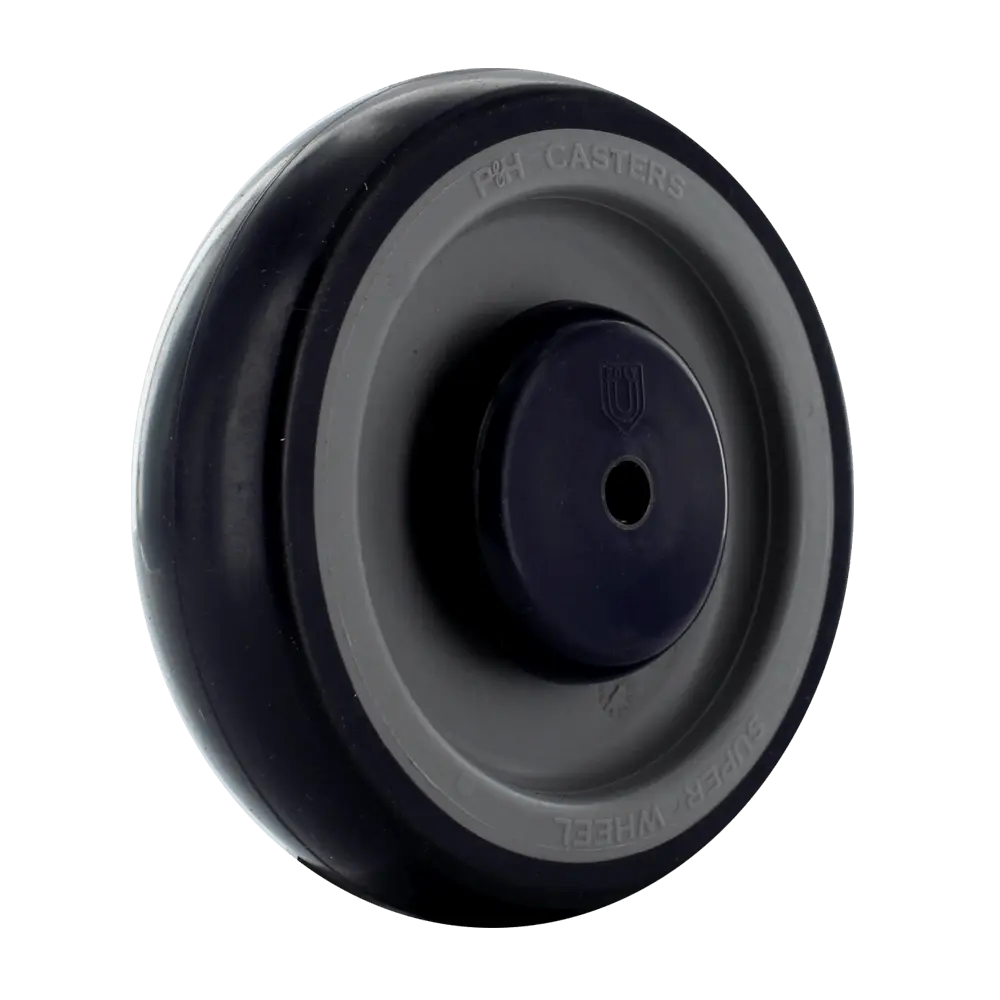 5 Inch Blue on Gray Soft Rubber Shopping Cart Wheel - Dual Precision Bearings | Flat Spot Resistant -  | CasterHQ