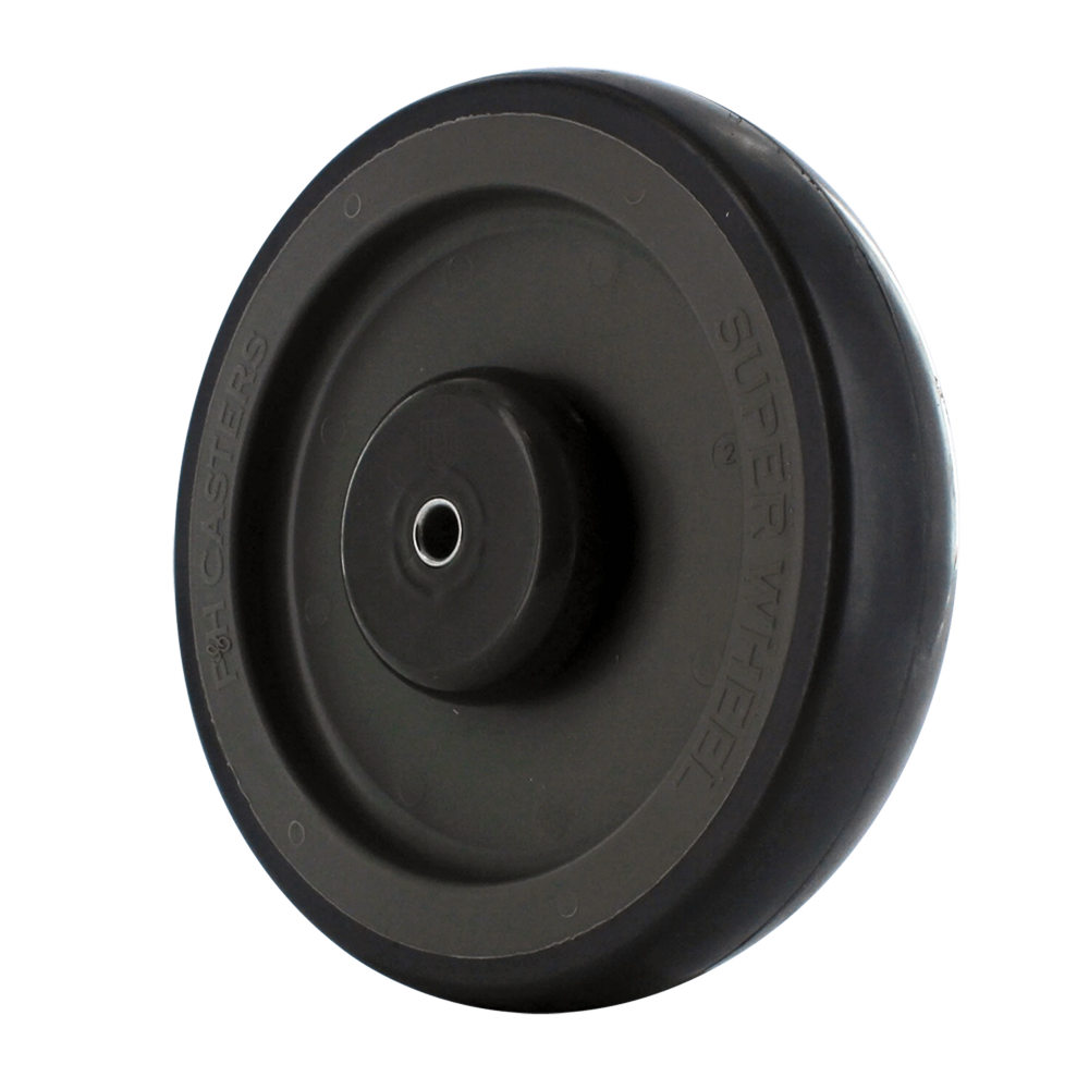 6 Inch Gray Soft Rubber Shopping Cart Wheel - Quad X Precision Bearings | Reduces Replacement Costs CasterHQ