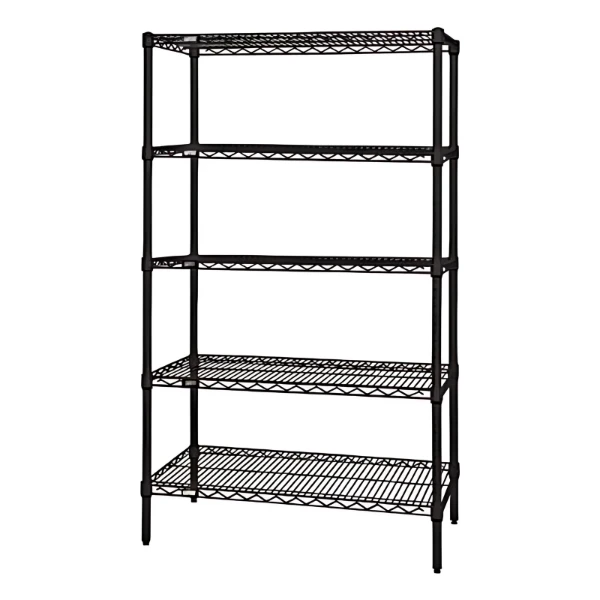 WR63-1836BK-5 Black Epoxy wire shelving offers adjustable, heavy-duty storage solutions for various spaces Quantum