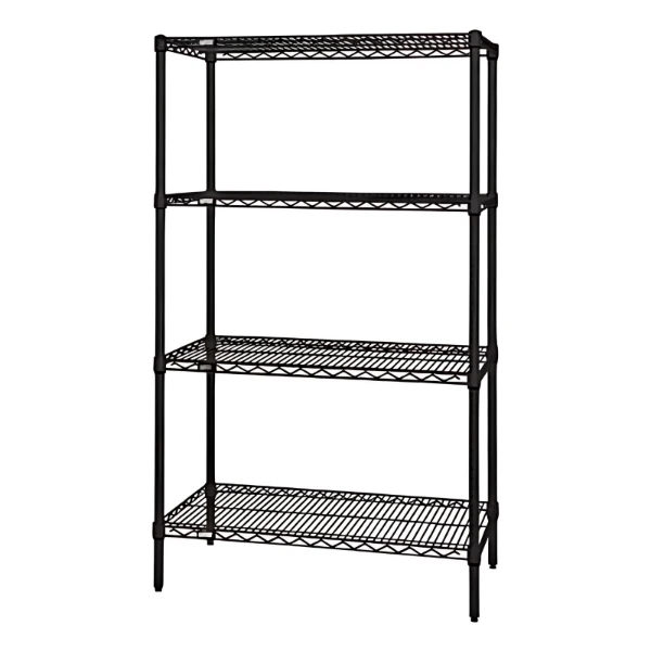 WR63-1848BK NSF-Approved Black Epoxy Wire Shelving Starter Kit: Adjustable, Expandable Storage Solution for Dry Environments Quantum