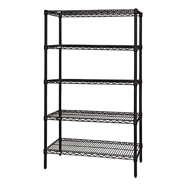 WR63-1848BK-5 Black Epoxy Wire Shelving Starter Kit: 5-Tier, NSF-Approved, Adjustable Storage Solution -  | CasterHQ