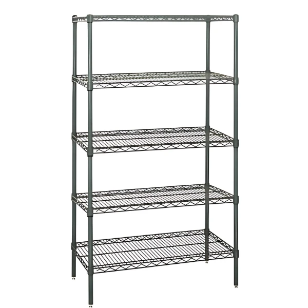 WR63-1848P-5 Green Epoxy Wire Shelving Starter Kit: 5-Tier, NSF-Approved, Adjustable Storage Solution Quantum