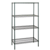 WR63-1860P Green Epoxy Wire Shelving Starter Kit: 4-Tier, NSF-Approved, 18x60x63 Inches