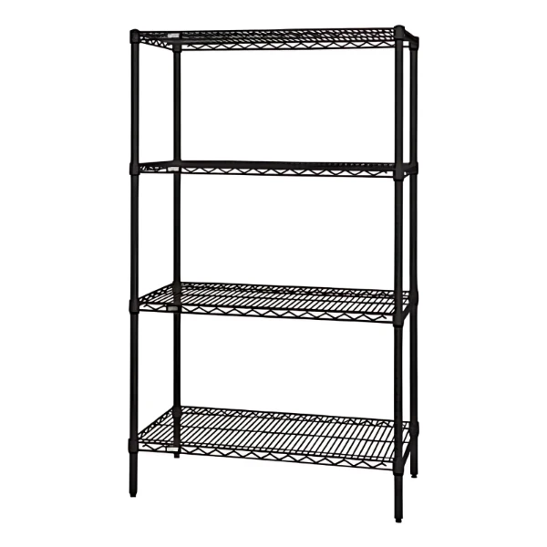 WR63-1872BK Black Epoxy Wire Shelving Starter Kit: NSF-Approved, Expandable Storage Solution for Dry Areas Quantum