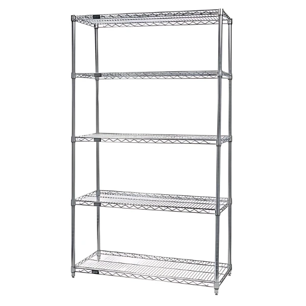 WR63-1872C-5 Chrome Wire Shelving Starter Kit: 5-Tier, NSF-Approved, Heavy-Duty Storage Solution Quantum Storage Systems